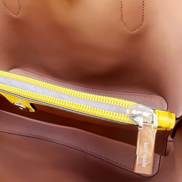 Kate Spade Harper Triple Compartment Satchel Crossbody Sunflower Yellow - Picture 4 of 7